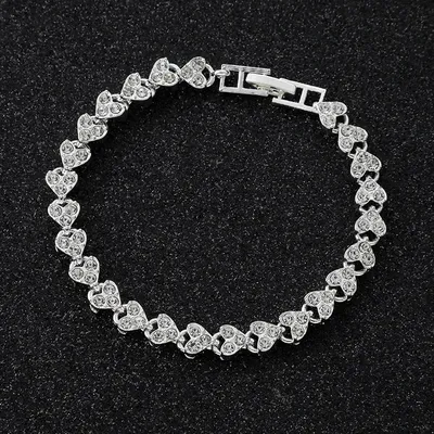 Women Fashion Roman Style Zircon Crystal Heart Bracelet