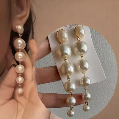 Charming Big Pearl Dangle Earrings