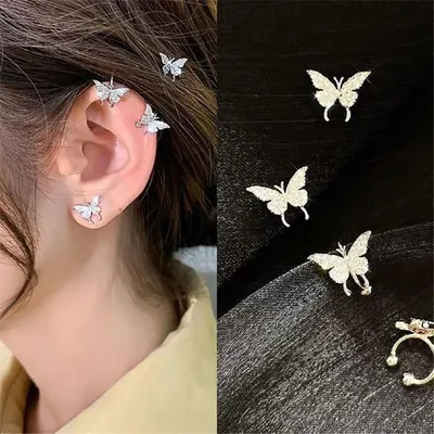 Sparkling Non Piercing Butterfly Ear Cuff Earrings