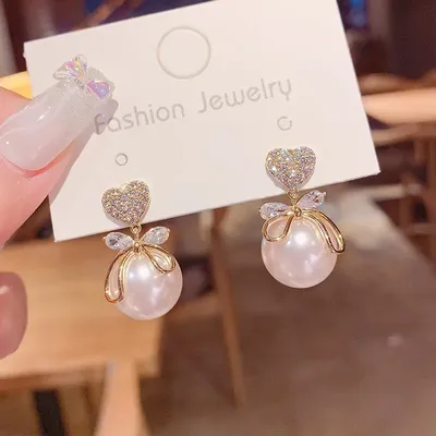 Trendy Zircon Bowknot Dangle Earrings