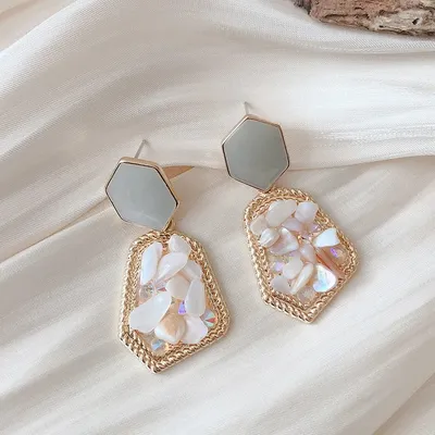 Vintage Natural Stone Dangle Earrings