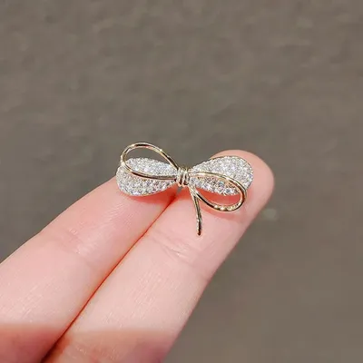 Trendy Dainty Cubic Zirconia Bowknot Brooch / Pin