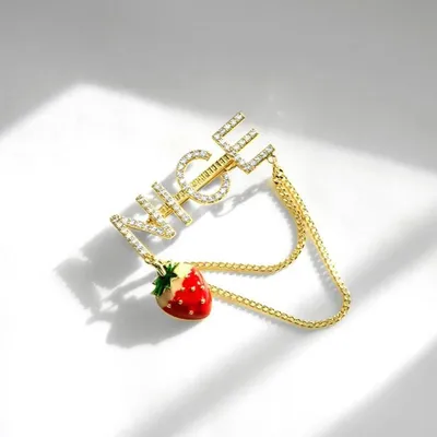 Nice Letter Strawberry Brooch Pin