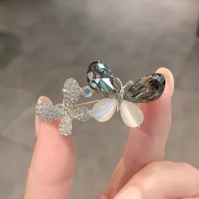 Twin Butterfly Crystal Hijab Brooch/Pin