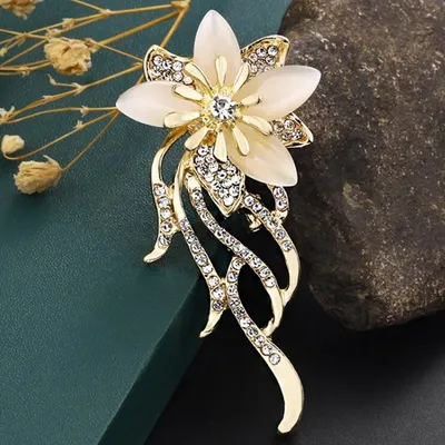 Shiny Opal Flower Brooch/Pin
