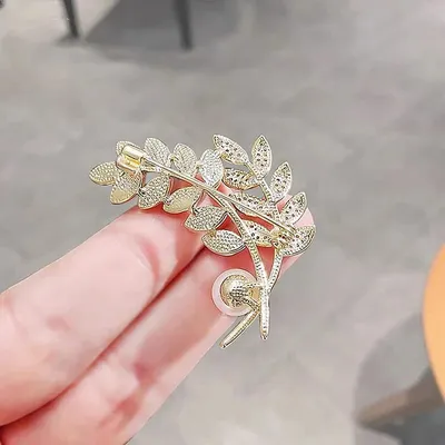 Elegant Gold Wheat Leaf Brooch/Pin
