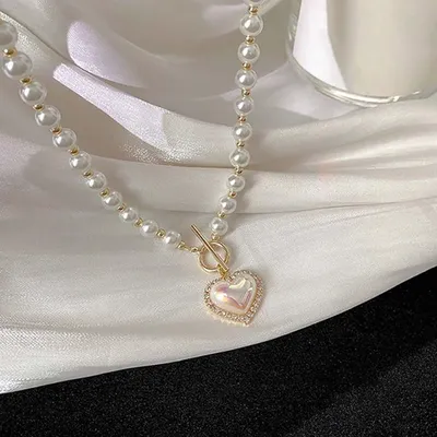 Luxury Pearl Heart Pendant Necklace