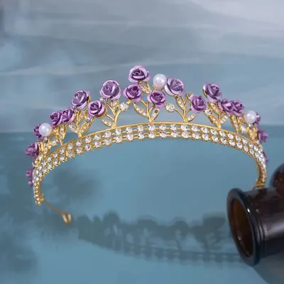 Purple Rose Flower Queen Crown