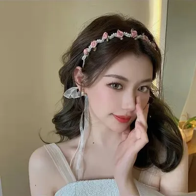 Sweet Flower Pearl Rose Headband