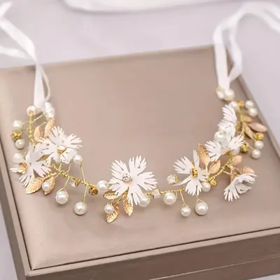 Gold Leaf Flower Headband
