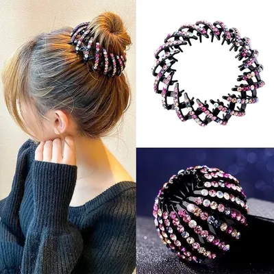 Fashion Crystal Hairpin Bun Hair Claw Clips 