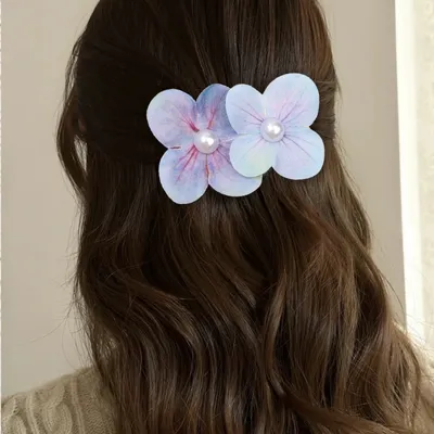 Korean Double Flower Pearl Hair Pin Hair Clip (1 pc)