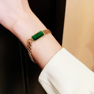 Stylish Double Layer Titanium Steel Green Bracelet