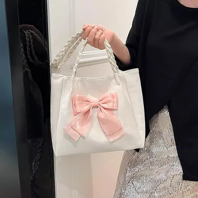 Classic Large Bow Tie PU Leather Fashion Tote Bag