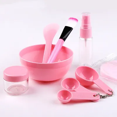 9 Pcs Pink Facial Mask Mixing Bowl Cover Set