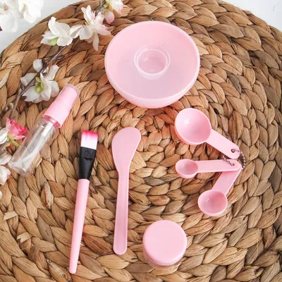 9 Pcs Pink Facial Mask Mixing Bowl Cover Set