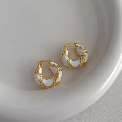 Enamel Color Texture Small Hoop Earring 