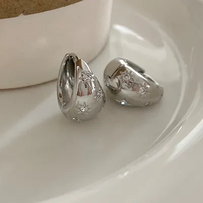 Trendy Metal Star Hoop Earrings