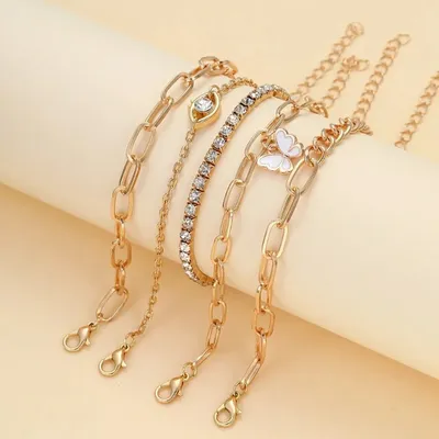 Unique Rhinestone Chain Bracelets (5 Pcs)