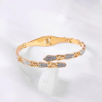 Dazzling Zirconia Gold Plated Buckle Bracelet 