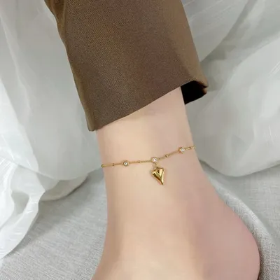 Unique Gold Plated Heart Shaped Anklet