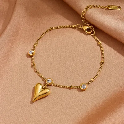 Unique Gold Plated Heart Shaped Anklet