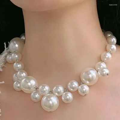 Chunki White Pearl Beads Choker Necklace