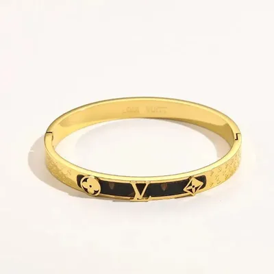 Elegant V Shaped Titanium Steel Gold Bangle
