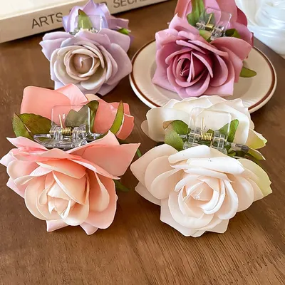Women Artificial Rose Hair Clip ( 1 Pc )