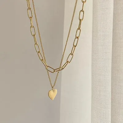 Double Layered Golden Heart Chain
