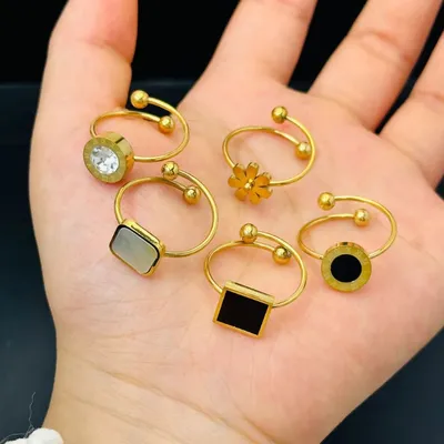 Stainless Steel Geometric Adjustable Finger Ring 