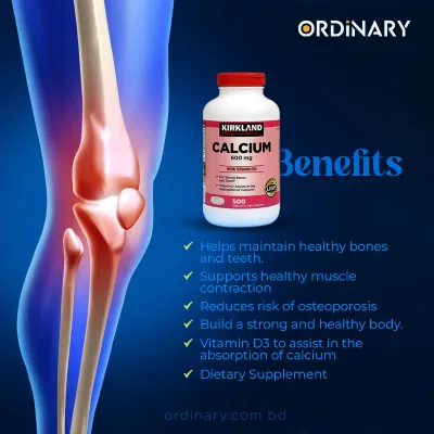 Kirkland Signature Calcium 600 mg with Vitamin D3, 500 Tablets (USA)