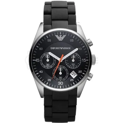 Emporio Armani Sport Silicone wrapped Chronograph Black Dial Men's Watch