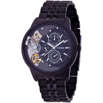 Fossil Townsman Mechanical Black Dial Black Strap Watch