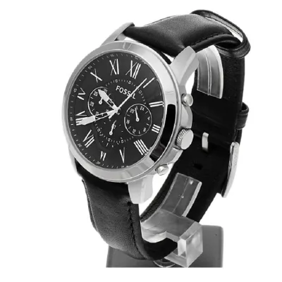 Fossil Grant Black Dial Black Leather Men’s Watch
