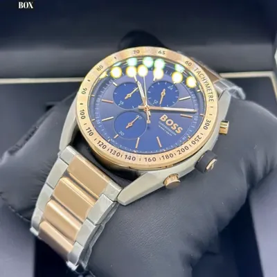 Hugo Boss Two-Tone Steel Blue Dial Chronograph Men's Watch 