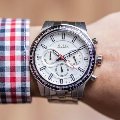 Guess Men's Quartz Watch, Chronograph Display and Stainless Steel Strap