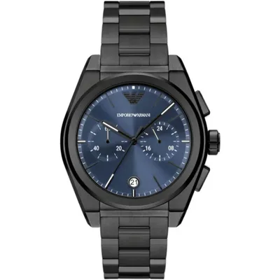 Emporio Armani Blue Dial Gunmetal Chronograph Men's Watch