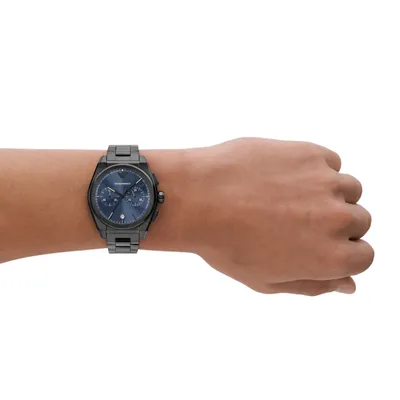 Emporio Armani Blue Dial Gunmetal Chronograph Men's Watch