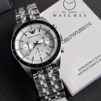 Emporio Armani Sportivo Chronograph Silver Strap Watch 