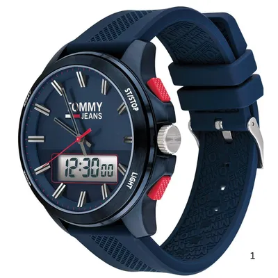 Tommy Hilfiger Digital Analog Blue Dial Rubber Strap Watch 