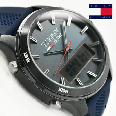 Tommy Hilfiger Digital Analog Blue Dial Rubber Strap Watch 