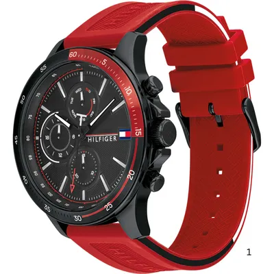 Tommy Hilfiger Quartz Multifunction Black Dial Silicone Strap Watch 
