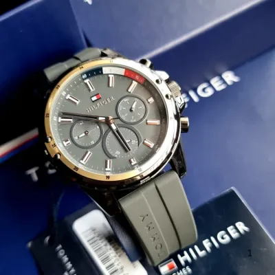 TOMMY HILFIGER MASON MULTI-DIAL GREY SILICONE MEN'S WATCH