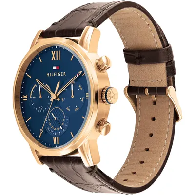 TOMMY HILFIGER BROWN LEATHER QUARTZ MEN'S WATCH