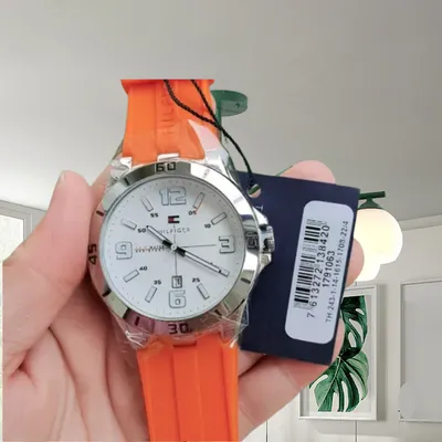 Tommy Hilfiger Analog White Dial Orange Rubber Strap Watch