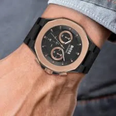 Boss Taper Men's Black Chronograph Leather Watch