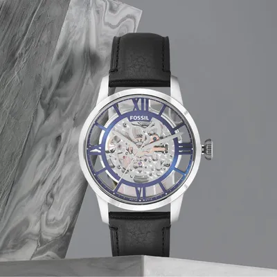 Fossil Townsman Automatic Black Leather Watch