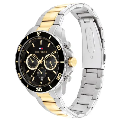 Tommy Hilfiger Two-Tone Steel Black Dial Multi-function Men's Watch
