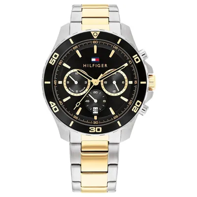 Tommy Hilfiger Two-Tone Steel Black Dial Multi-function Men's Watch